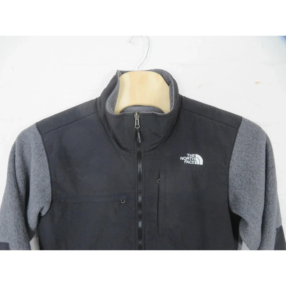 The North Face Denali Jacket Mens Large Gray Black Fleece Full Zip Hiking